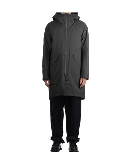 Veilance Gray Hooded Utility Coat for men