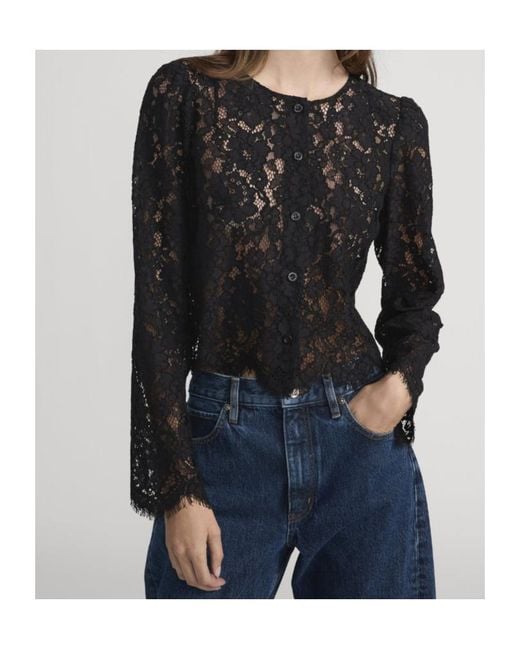 FRAME Black Lace Buttoned Shirt