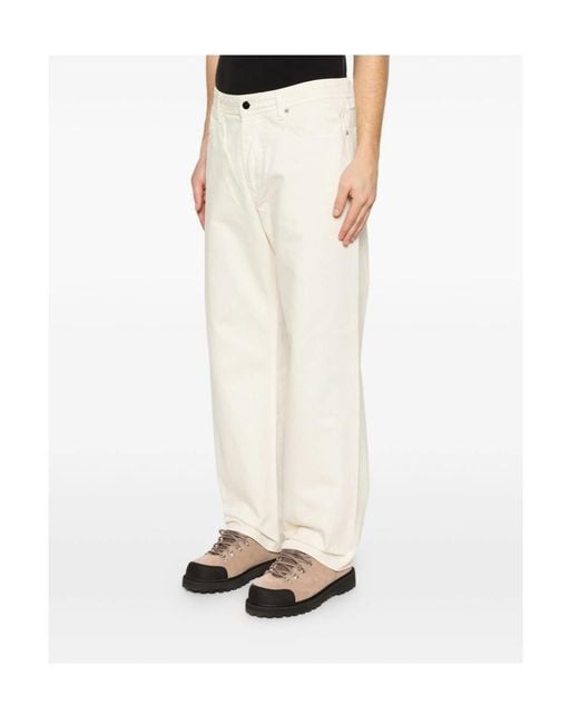 Stone Island White Logo Patch Straight-Leg Pants for men