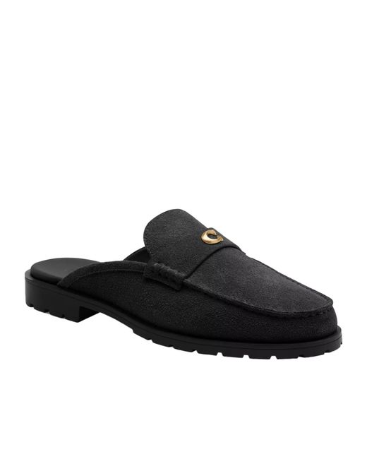 COACH Black Suede Slippers