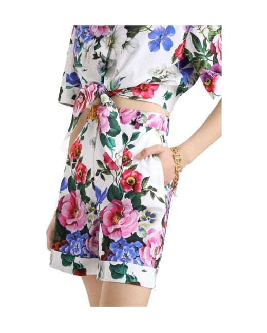 Dolce & Gabbana Blue Floral Printed Shorts