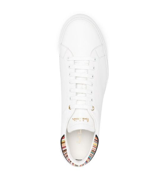 Paul Smith White Stripe-Detailed Lace-Up Sneakers for men