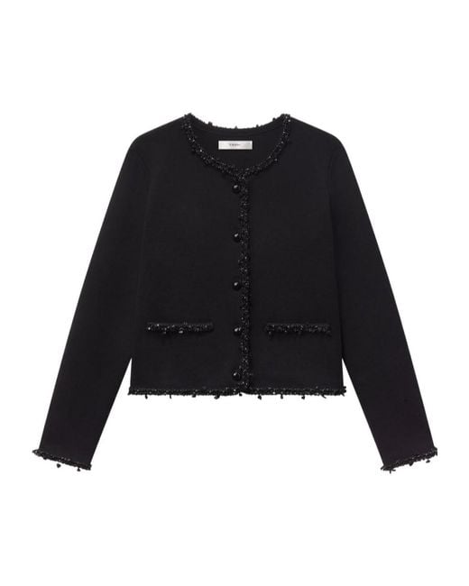 FRAME Black Beaded Trim Jacket