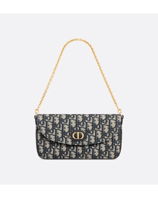 Dior White 30 Montaigne D-Vine Pouch With Chain