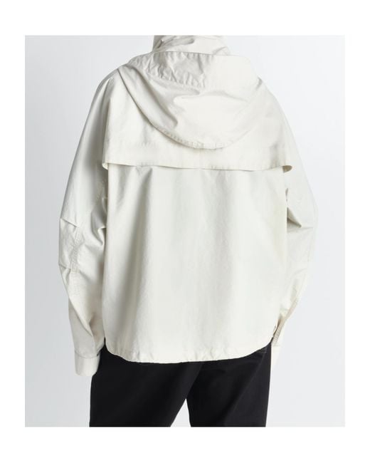 Lemaire White Drawstring Hooded Rain Jacket for men