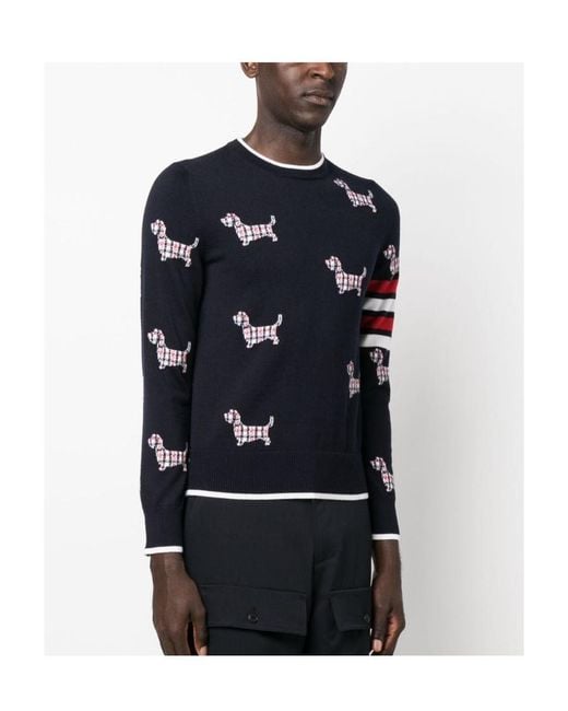 Thom Browne Blue 4-Bar Stripe Grosgrain Loop Jumper for men