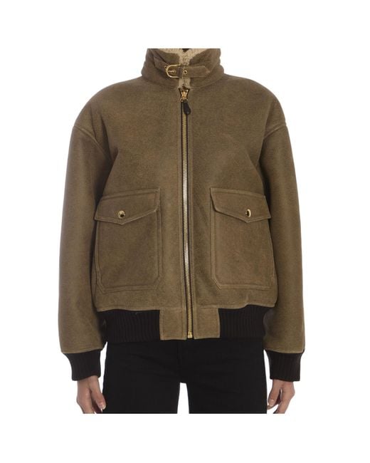 Céline Green Long-Sleeved Leather Jacket