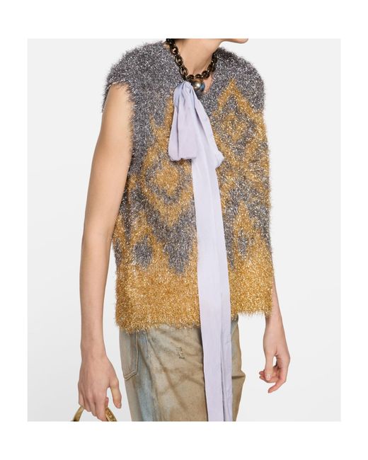 Acne Gray Geometric-Pattern Vest
