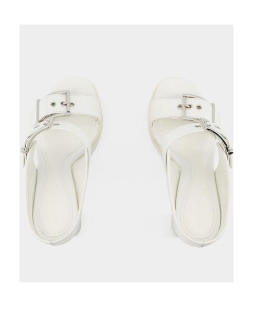 McQueen White Thick High-Heeled Sandals