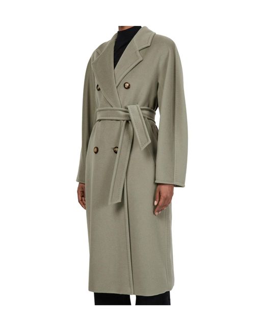 Max Mara Gray Lapel Long-Sleeved Coat