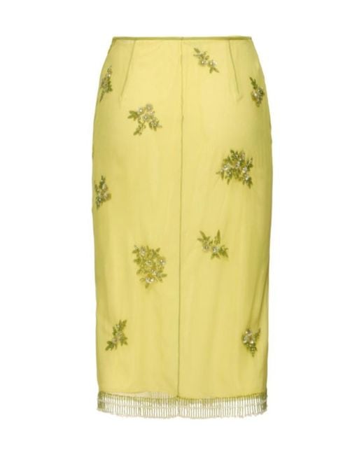 Blumarine Yellow Fringed Skirt