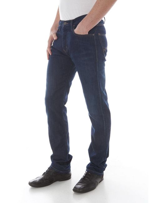 Armani Jeans Blue Logo Logo Denim Trousers for men
