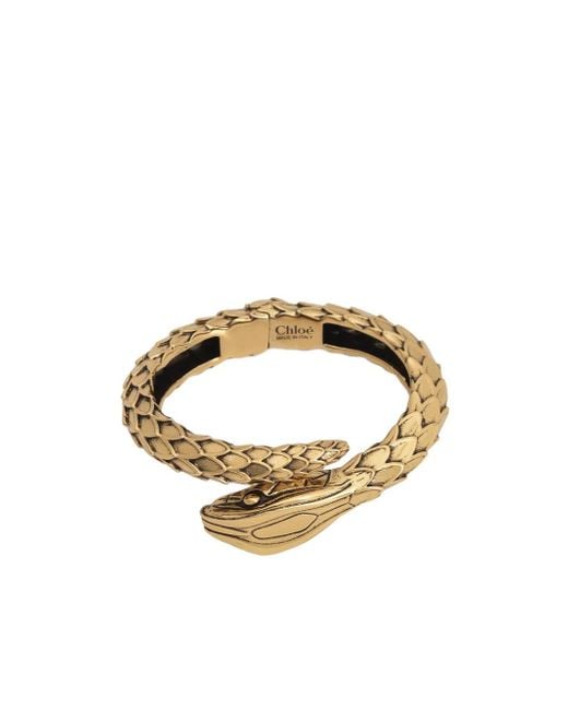 Chloé Metallic Chloé Logo Engraved Bracelet