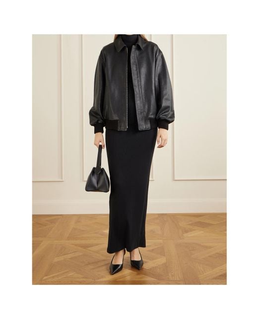 Nour Hammour Black Long-Sleeved Leather Jacket