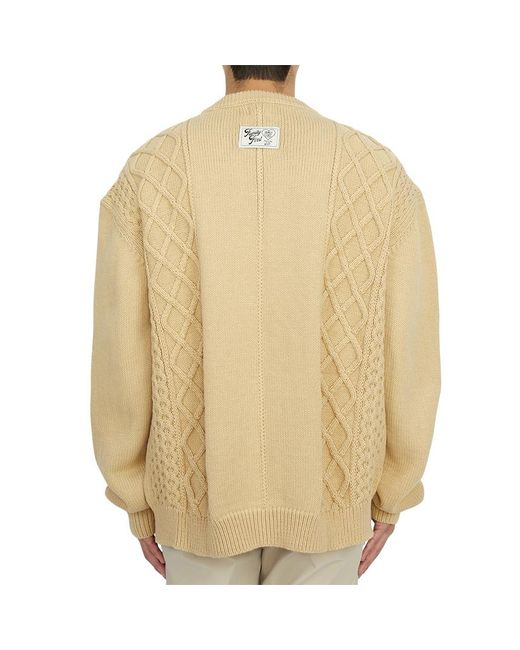 FAMILY FIRST Natural Round-Neck And Long-Sleeved Sweater for men