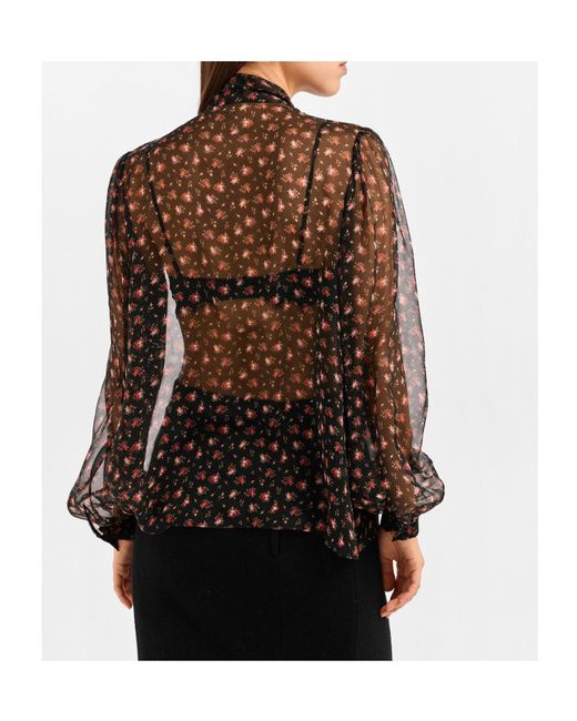 Dolce & Gabbana Gray Tie Long Sleeve Blouse