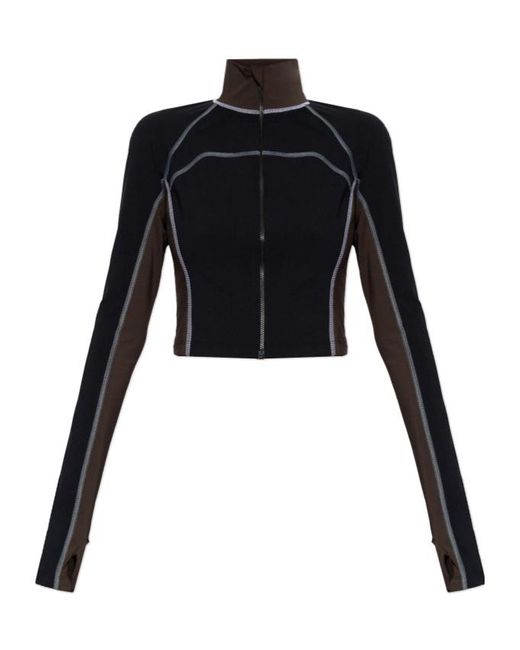 Fendi Black Logo Printed Zipped Cropped Training Top