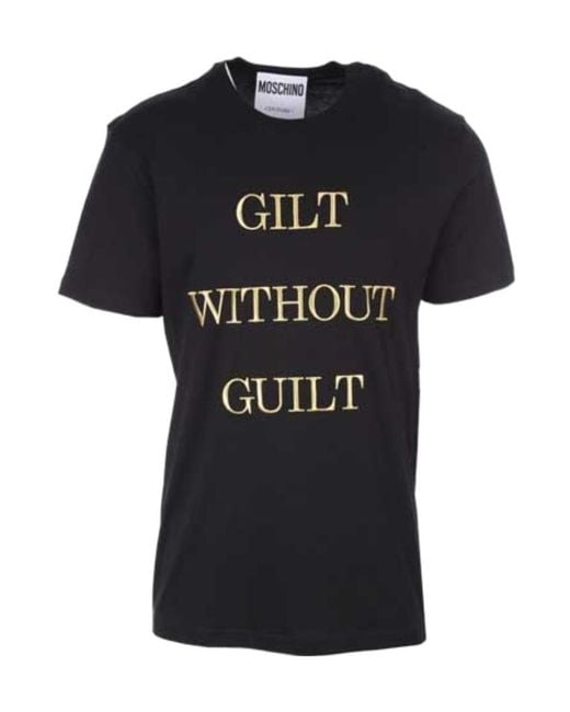 Moschino Black Slogan-Print Short-Sleeve T-Shirt for men