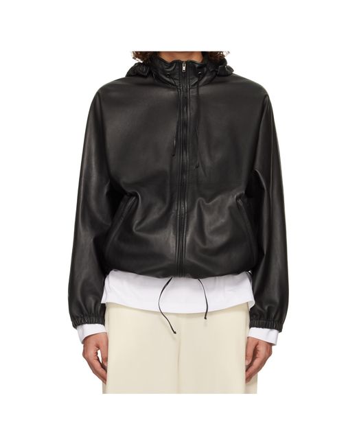 The Row Black Long Sleeve Leather Jacket