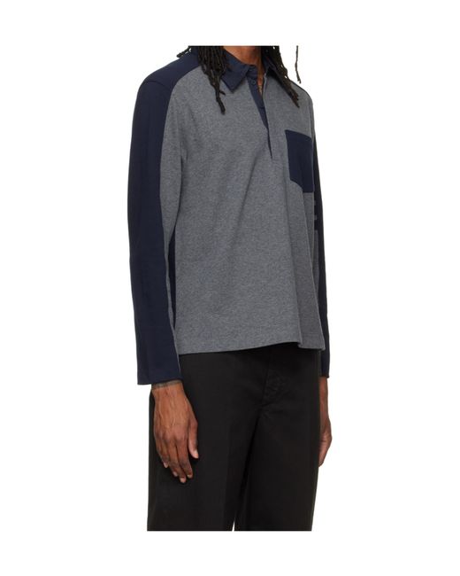 Thom Browne Gray Oversized Colorblock Rugby Polo for men