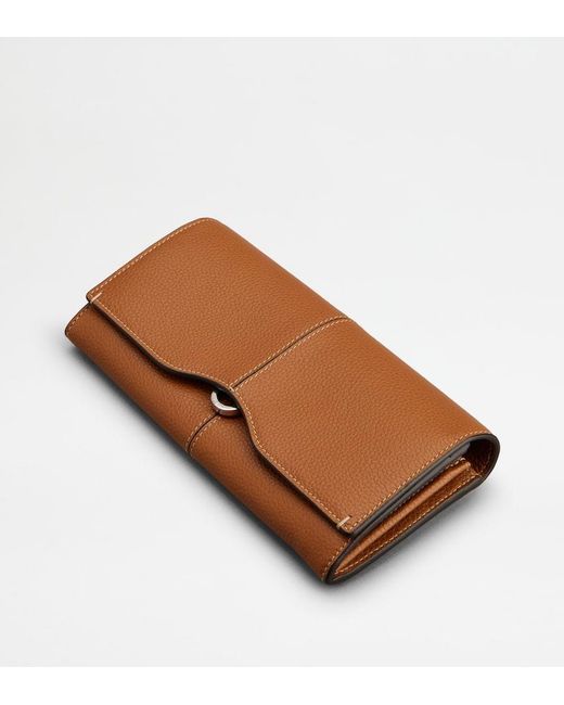 Tod's Brown Logo Debossed Clutch Bag
