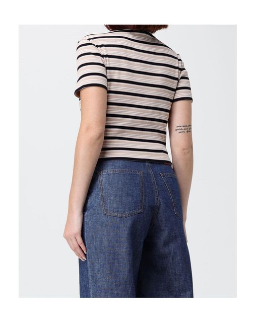 Fendi White Logo Patch Striped Cropped Jumper