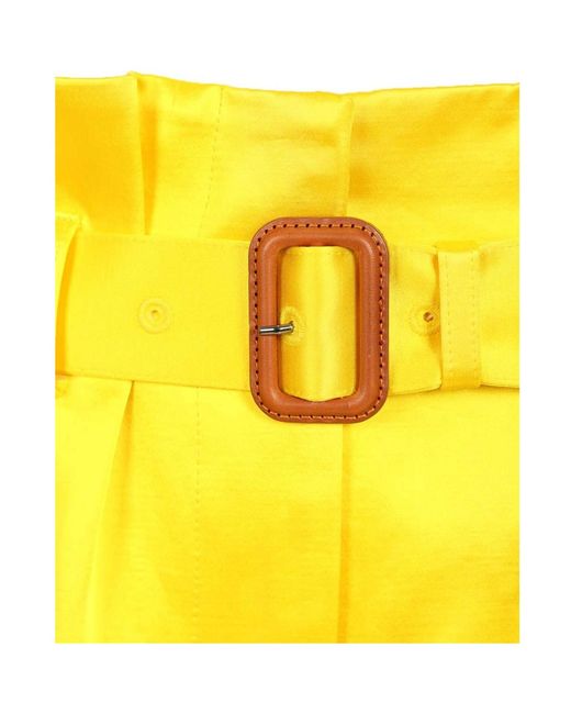 Dries Van Noten Yellow Seachy Belted Skirt