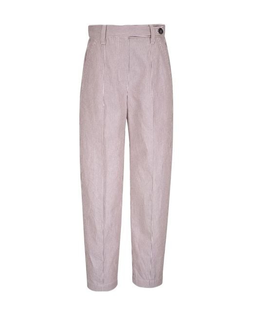Brunello Cucinelli Purple Striped Trousers