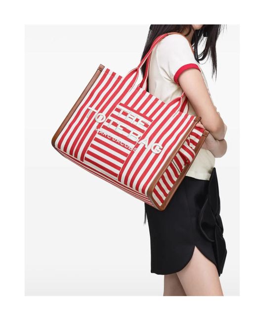 Marc Jacobs Red The Stripe Large Tote Bag
