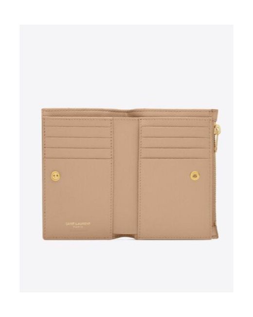 Saint Laurent Natural Monogram Logo Plaque Wallet