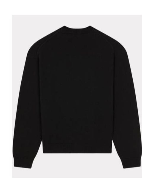 KENZO Black Logo Embroidered Ribbed-Knit Sweater for men