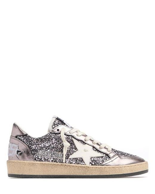 Golden Goose Deluxe Brand White Ballstar Glittered Sneakers