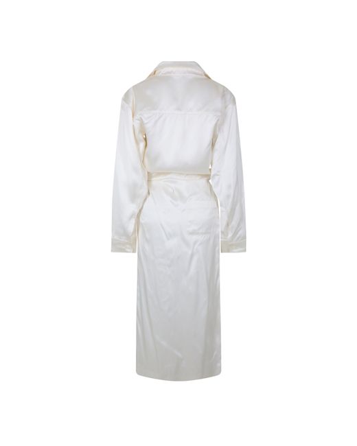 Off-White c/o Virgil Abloh White Chine Satin Twist Long Dress