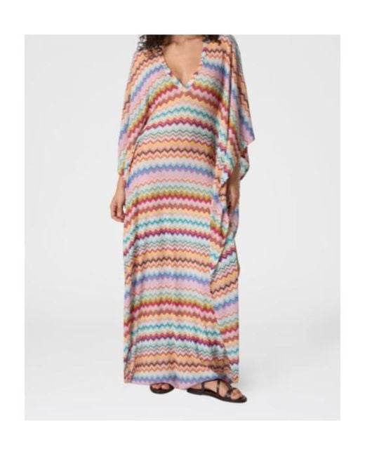 Missoni Red Micro Pixel-Effect Zigzag Pattern Long Caftan