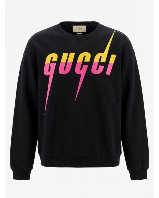 Gucci Black Blade Logo-Print Cotton Sweatshirt for men