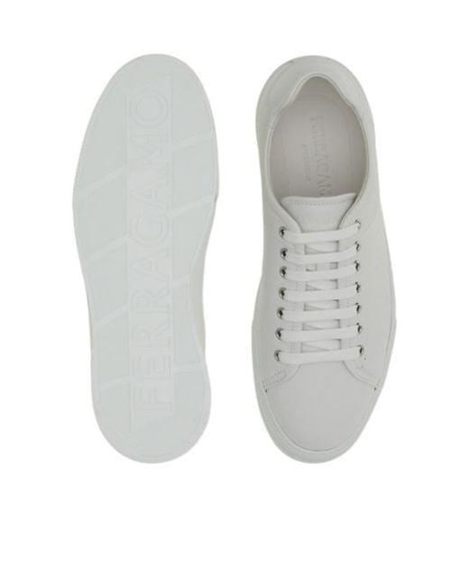 Ferragamo White Round Head Low-Cut Casual Shoes for men