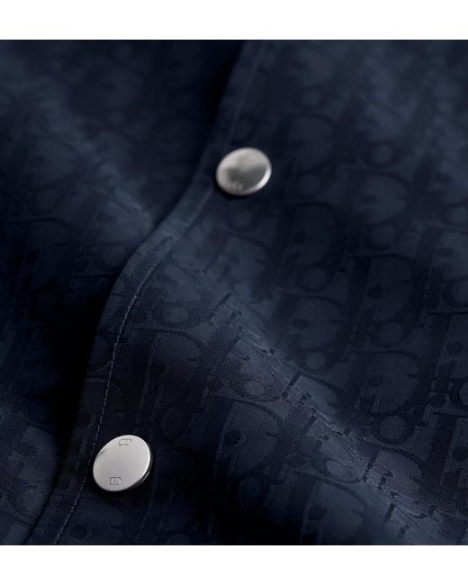 Dior Blue Monogram Button-Up Jacket for men