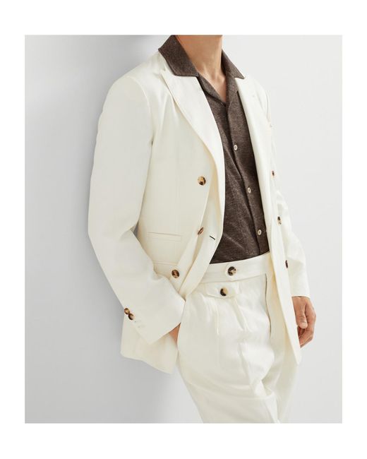 Brunello Cucinelli White Double Breasted Tailored Blazer for men