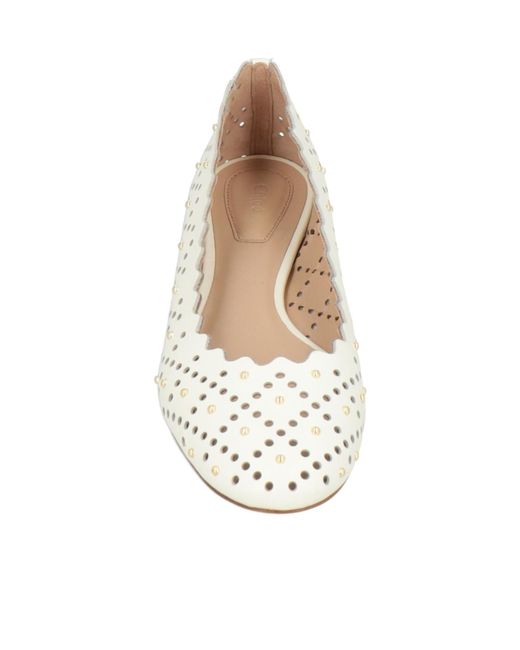 Chloé White Round-Toe Loafers