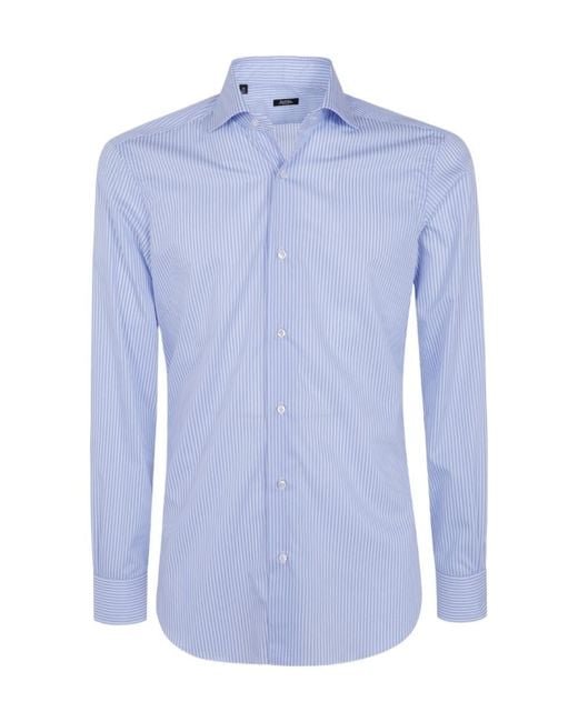Barba Napoli Blue Long-Sleeved Shirt for men