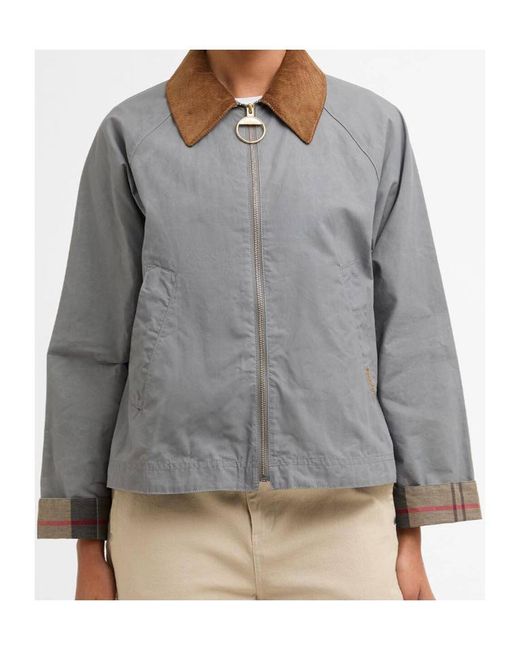 Barbour Gray Catlin Corduroy-Collar Jacket