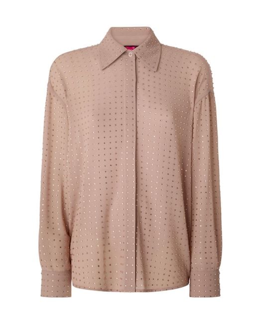 Pinko Brown Embellished Georgette Shirt