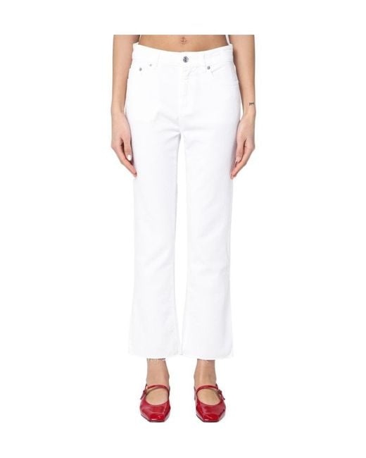 Department 5 White Frayed-Hem Jeans