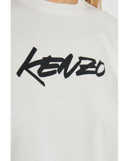 KENZO White Logo Printed Crewneck T-Shirt