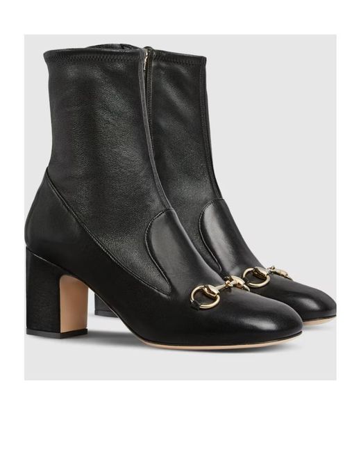 Gucci Black Horsebit Ankle Boots