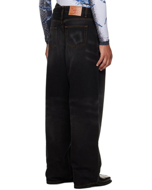 Y. Project Black Washed-Effect Wide-Leg Jeans for men