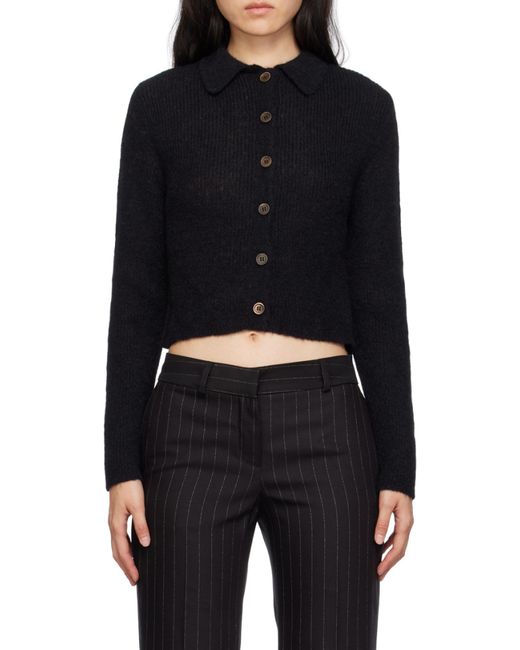 Our Legacy Black Mazzy Long Sleeved Ribbed-Knit Cardigan
