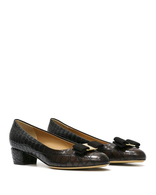 Ferragamo Black Round Head High Heels