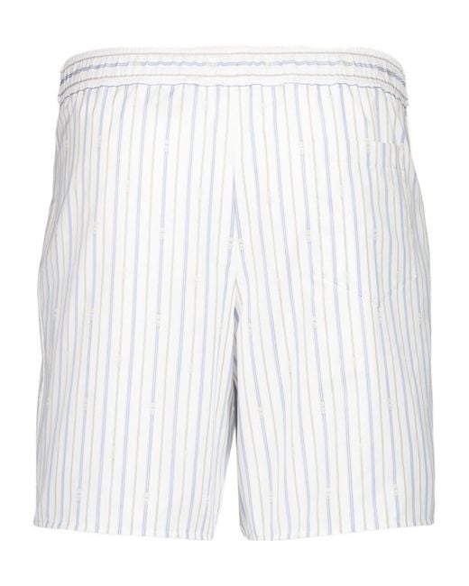 McQueen White Striped Pyjama Shorts for men