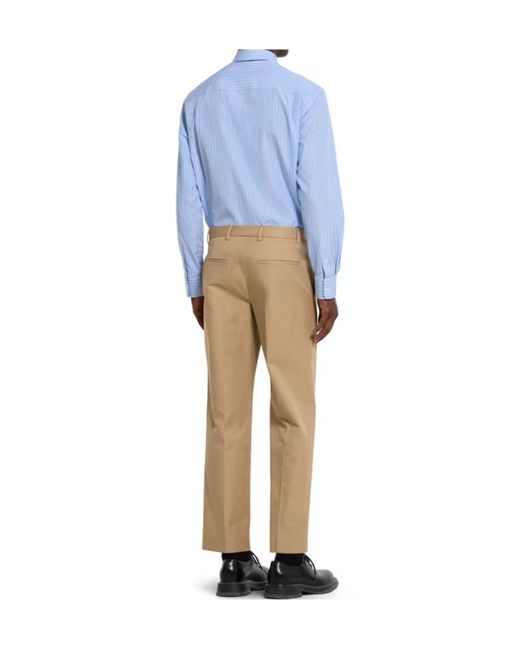 Gucci Natural Cotton Twill Trousers With Web Detail for men